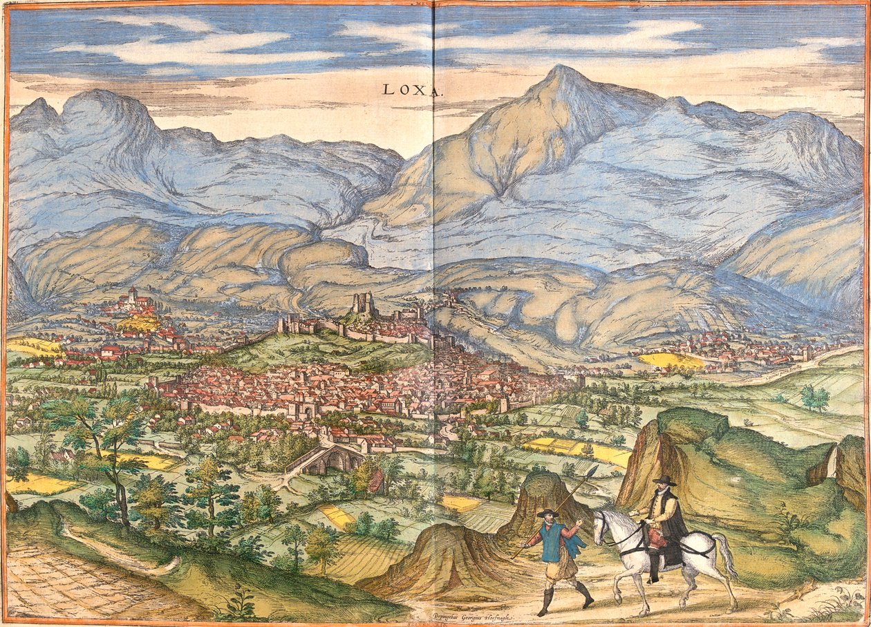 Loja, Spanien af Georg and Hogenberg Franz (1535 90) Braun