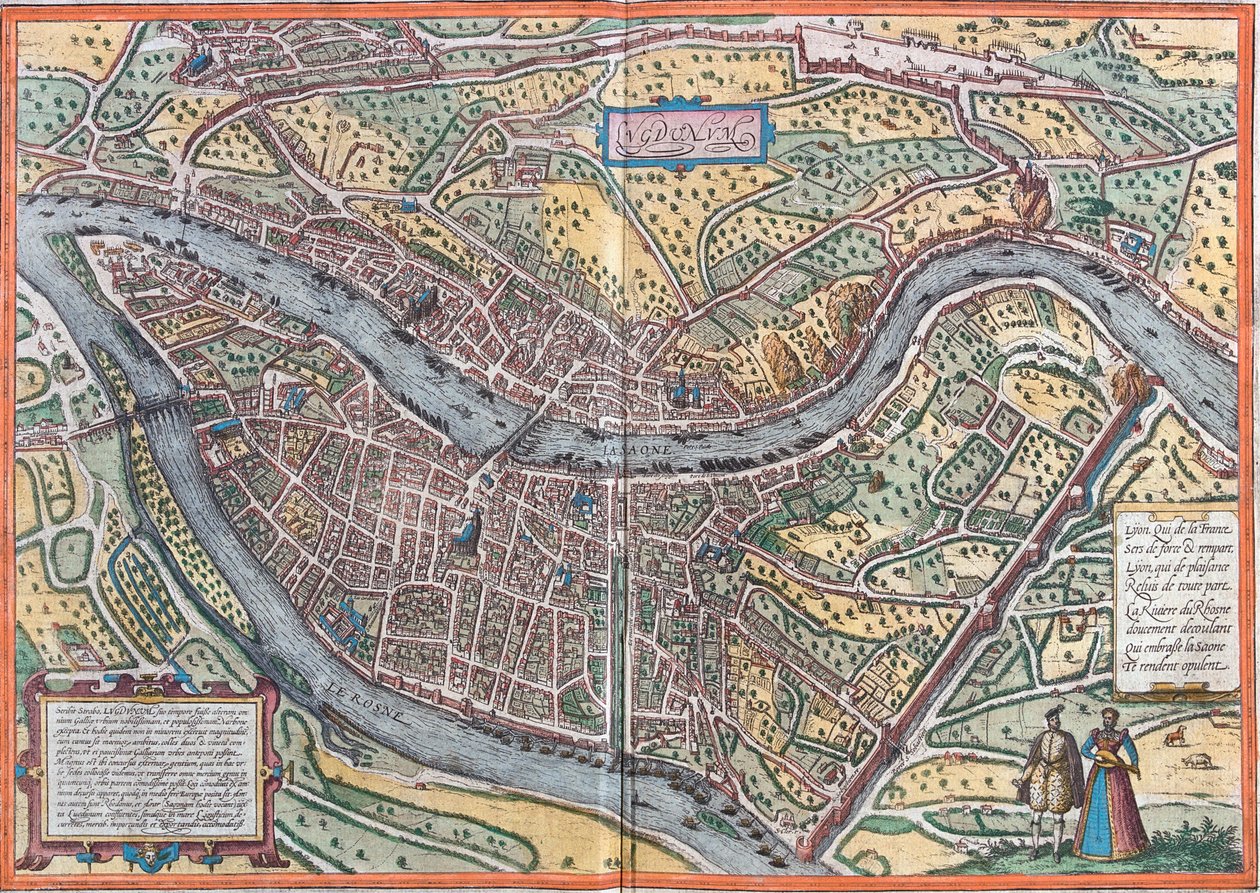 Lyon, Frankrig af Georg and Hogenberg Franz (1535-90) Braun