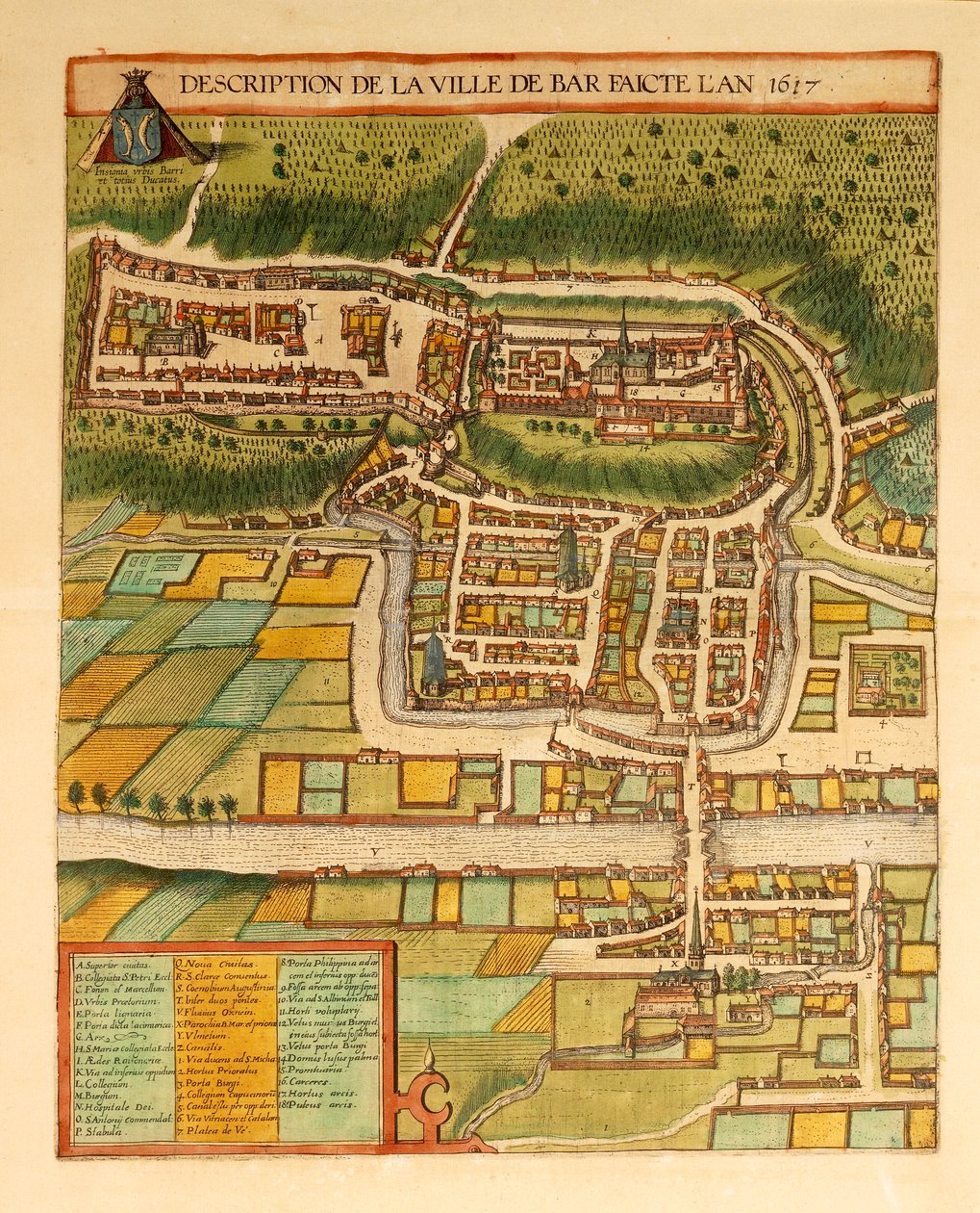 Kort over Bar-Le-Duc fra Anden Verdenskrig af Georg Braun af Georg Braun and Hogenberg Franz