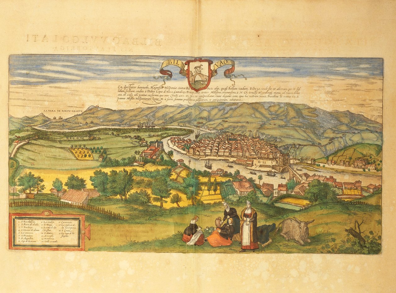 Kort over Bilbao fra Anden Verdenskrig af Georg Braun af Georg Braun and Hogenberg Franz
