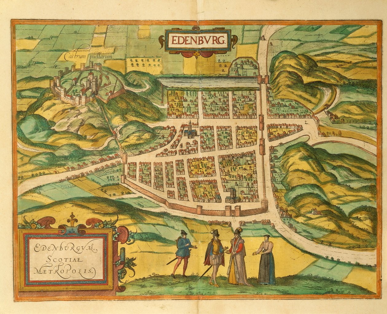 Kort over Edinburgh fra Cities of the World af Georg Braun af Georg Braun and Hogenberg Franz