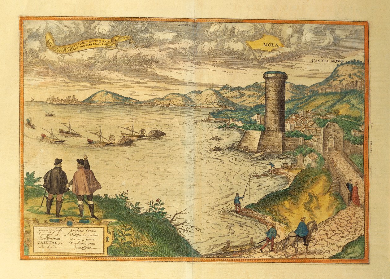 Kort over Mola di Bari, Apulien-regionen fra World Cities af Georg Braun af Georg Braun and Hogenberg Franz
