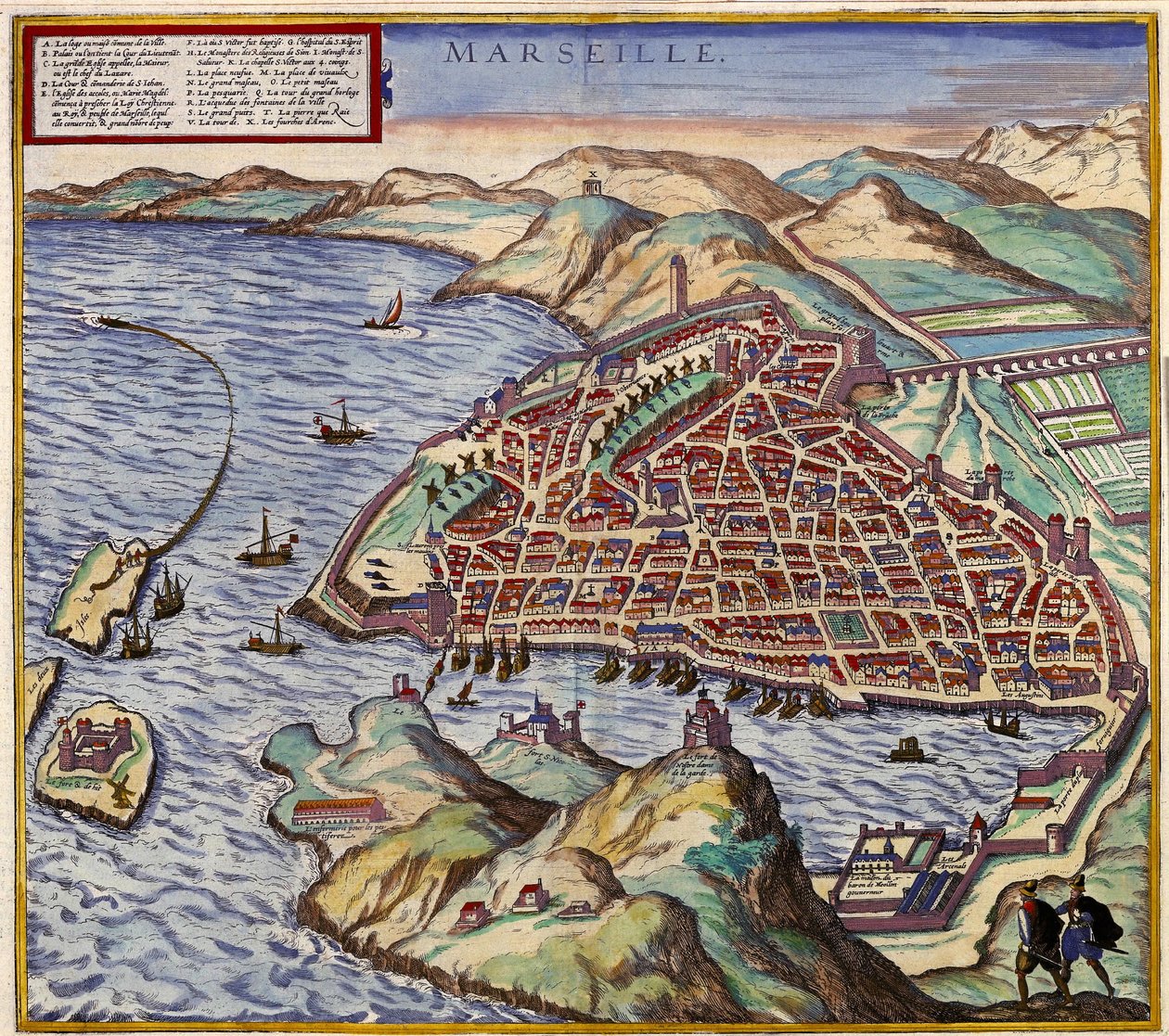 Marseille, Frankrig af Georg and Hogenberg Franz (1535 90) Braun