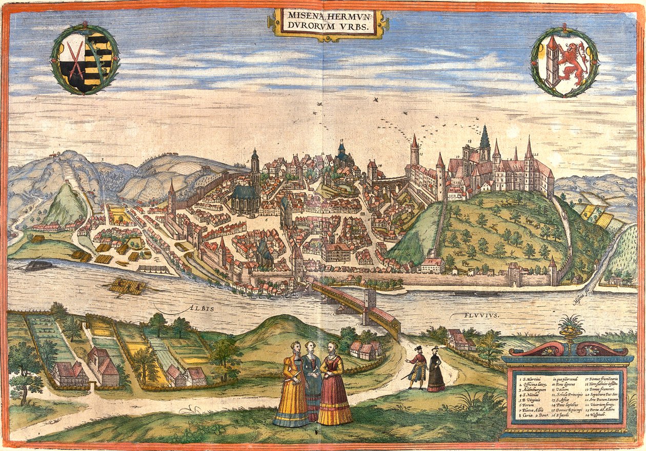 Meissen, Tyskland af Georg and Hogenberg Franz (1535 90) Braun