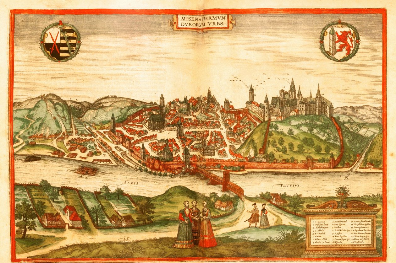 Meissen, Tyskland af Georg and Hogenberg Franz (1535 90) Braun