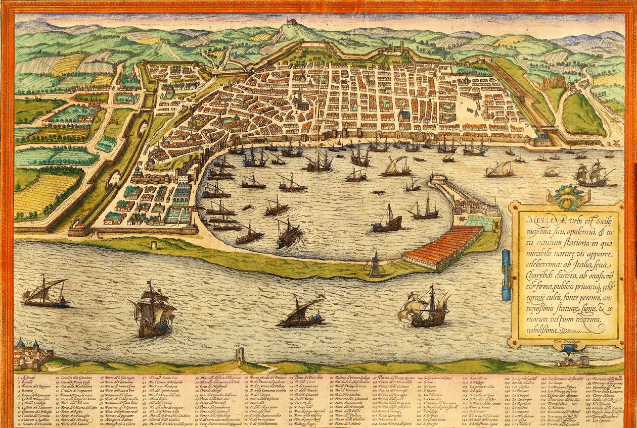 Messina, Italien af Georg and Hogenberg Franz (1535 90) Braun
