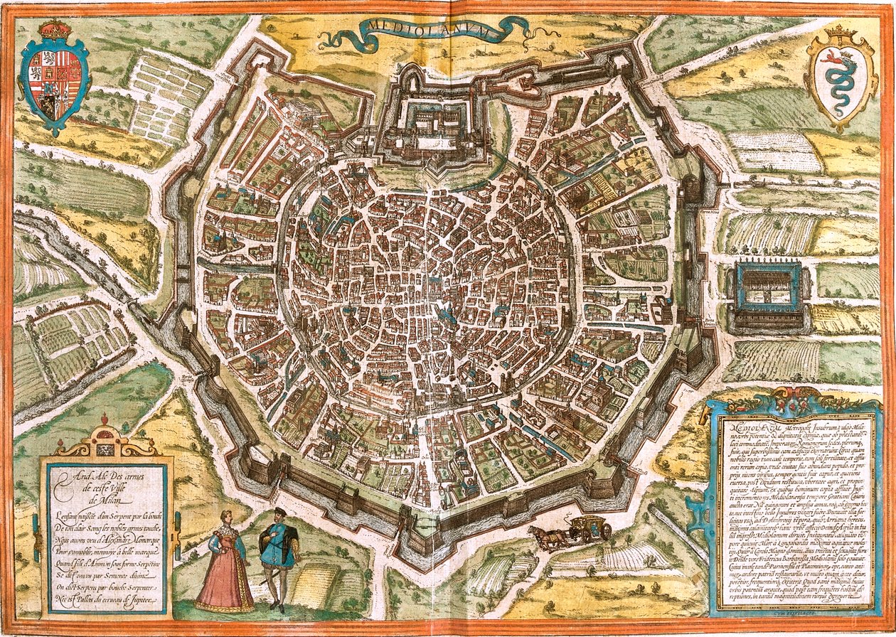 Milano, Italien af Georg and Hogenberg Franz (1535 90) Braun