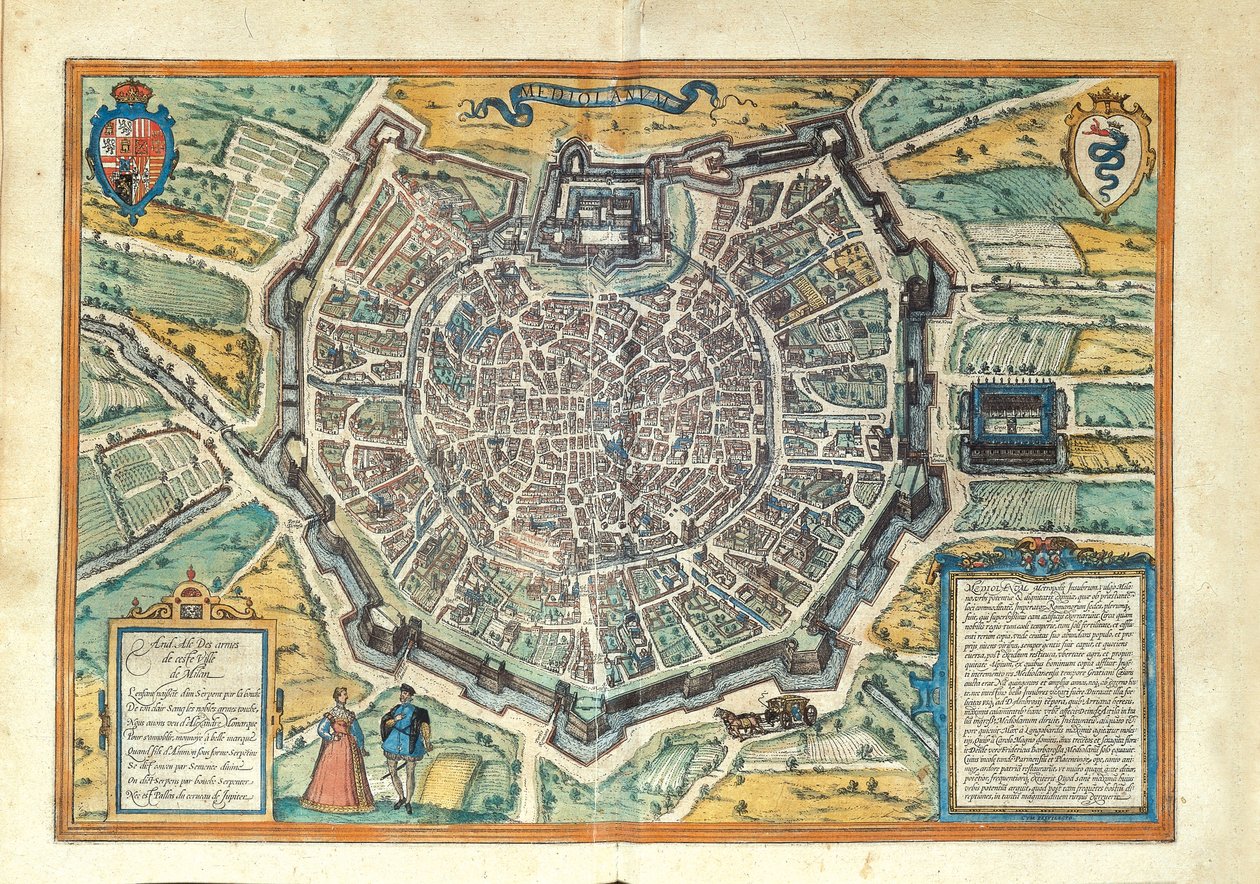 Milano fra Civitates Orbis Terrarum af Georg Braun af Georg Braun and Hogenberg Franz