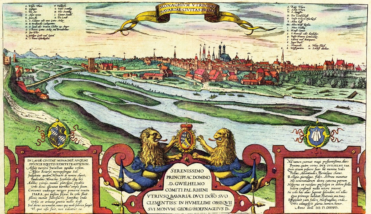 München, München, Tyskland af Georg and Hogenberg Franz (1535 90) Braun