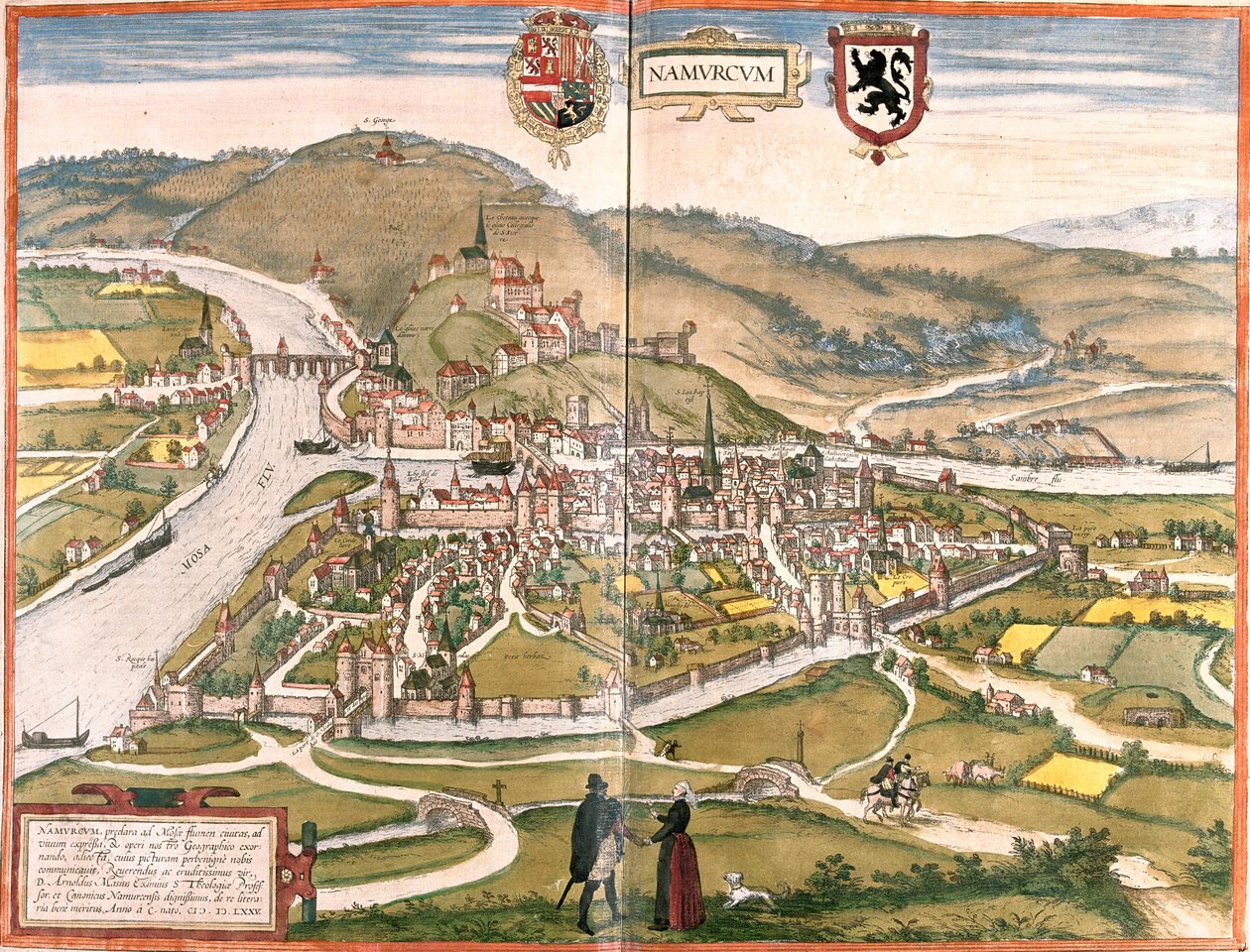 Namur, , Belgien af Georg and Hogenberg Franz (1535 90) Braun
