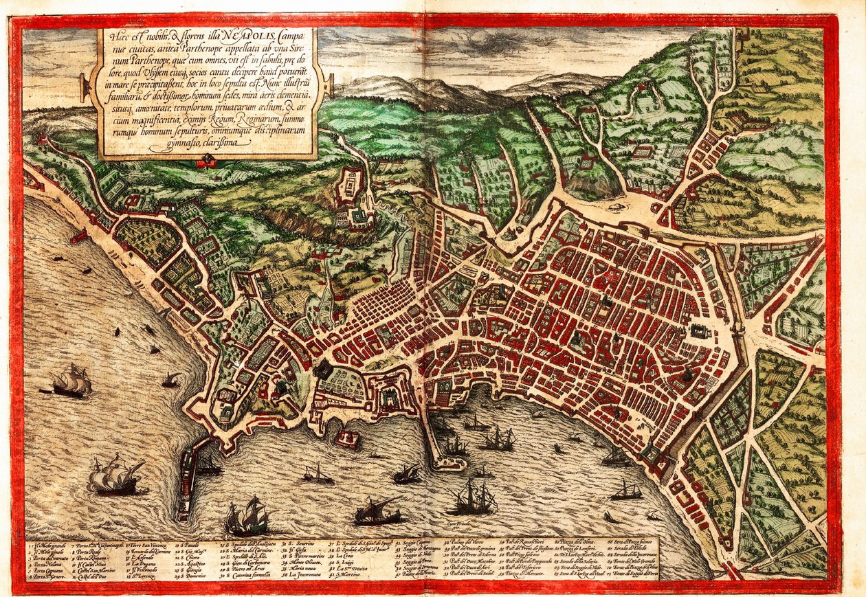 Napoli, Napoli, Italien af Georg and Hogenberg Franz (1535 90) Braun
