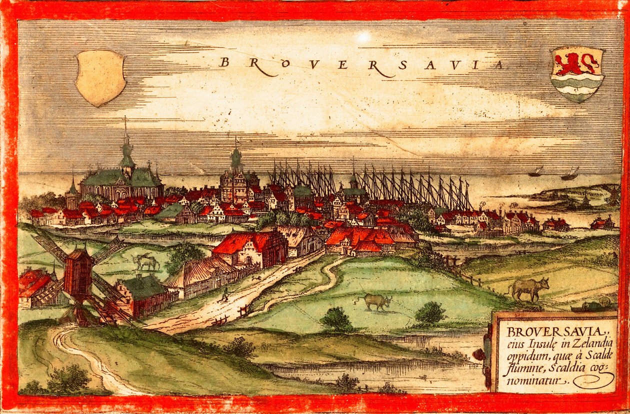 Holland, Zeeland, Brouvershaven af Georg and Hogenberg Franz (1535 90) Braun