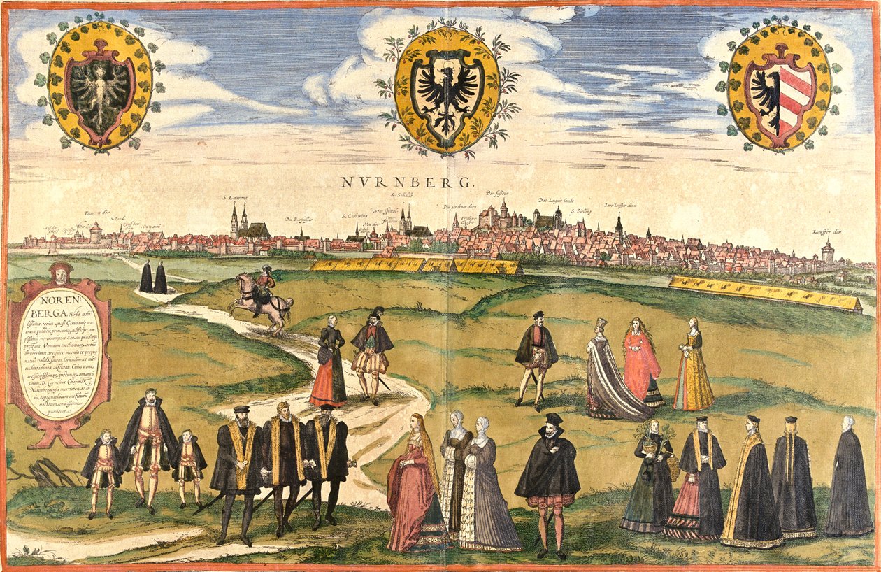 Nürnberg, Tyskland af Georg and Hogenberg Franz (1535 90) Braun