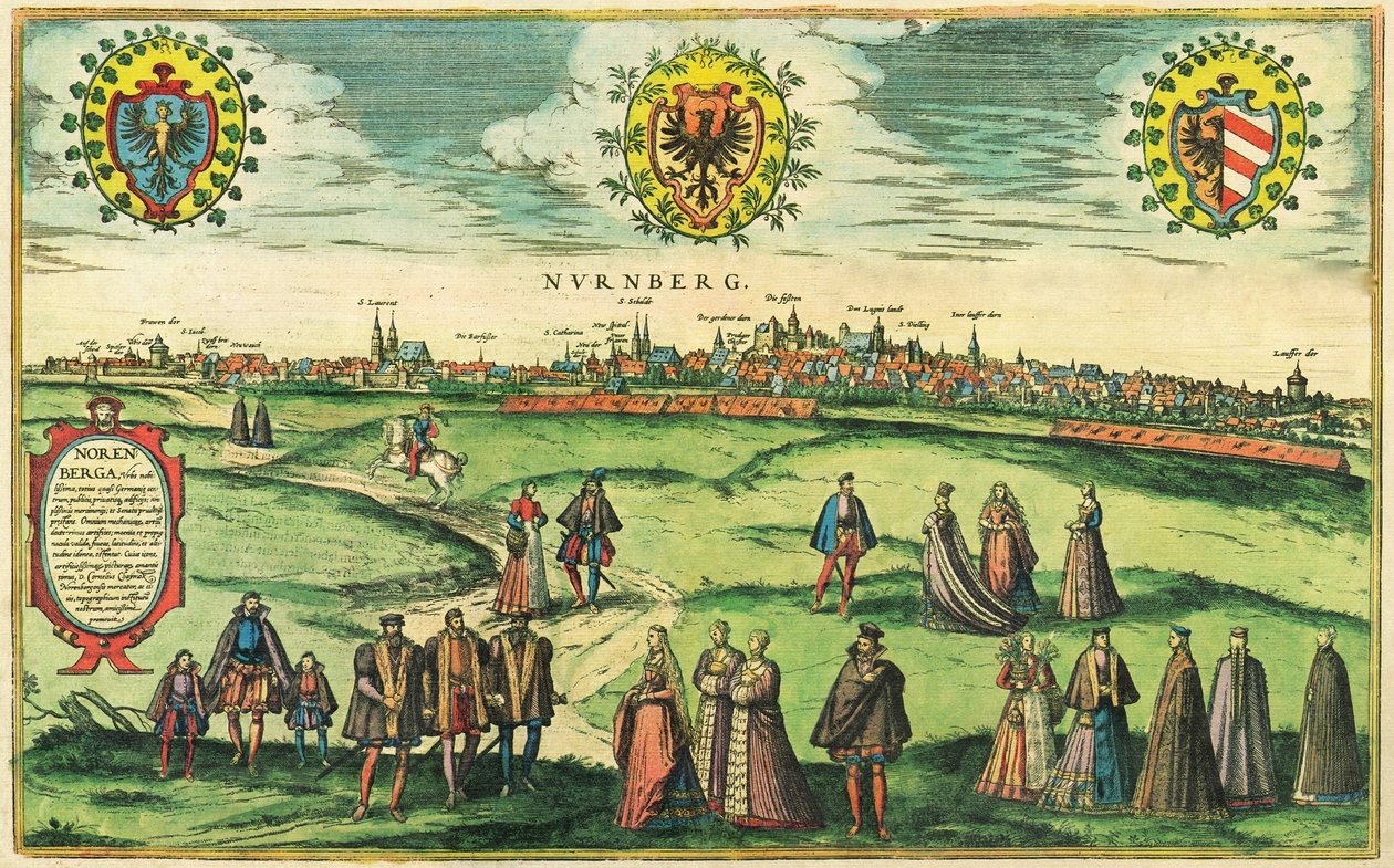 Nurnberg, Nürnberg, Tyskland af Georg and Hogenberg Franz (1535 90) Braun