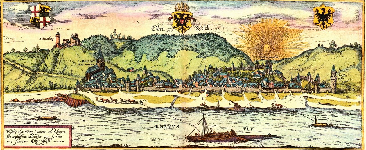 Oberwesel, Tyskland af Georg and Hogenberg Franz (1535 90) Braun