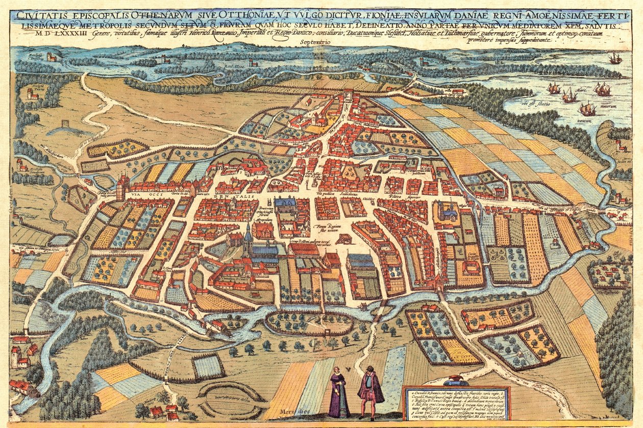 Odense, Denmark af Georg and Hogenberg Franz (1535 90) Braun
