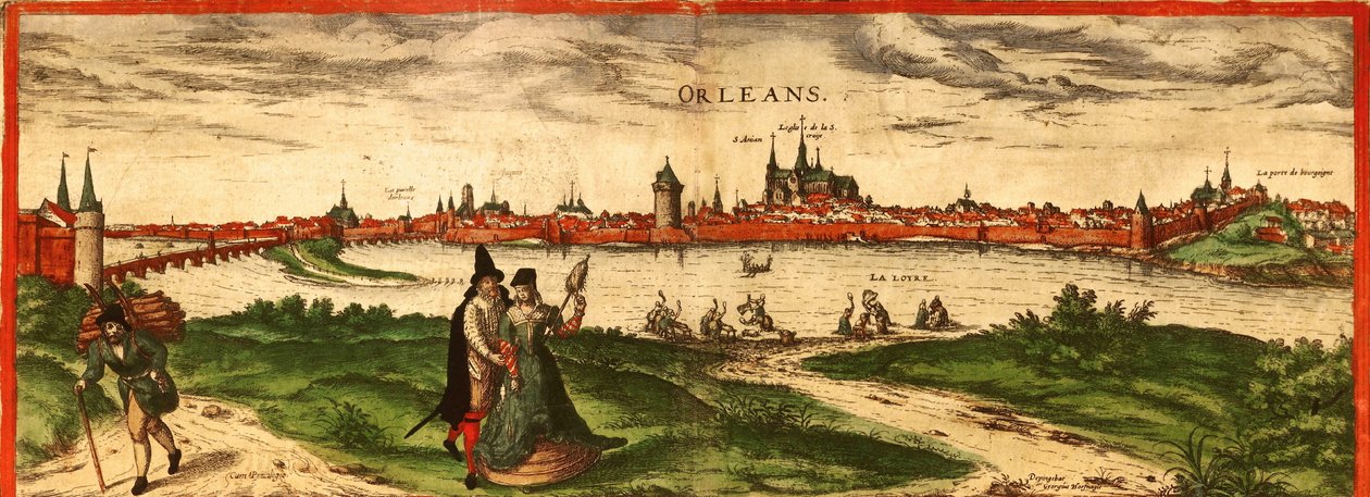 Orleans, Frankrig af Georg and Hogenberg Franz (1535 90) Braun