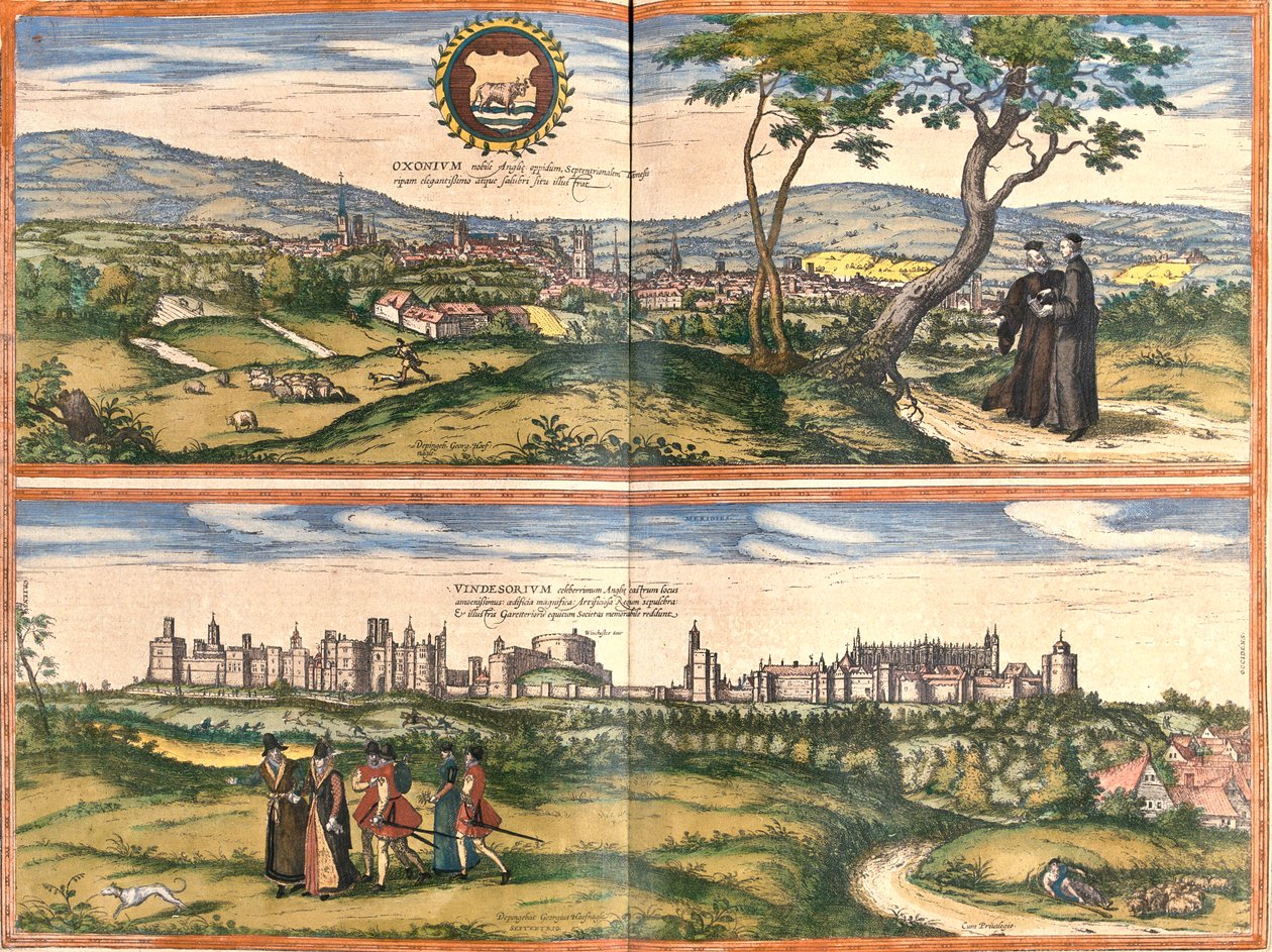 Oxford, Windsor, Slot, Storbritannien af Georg and Hogenberg Franz (1535 90) Braun