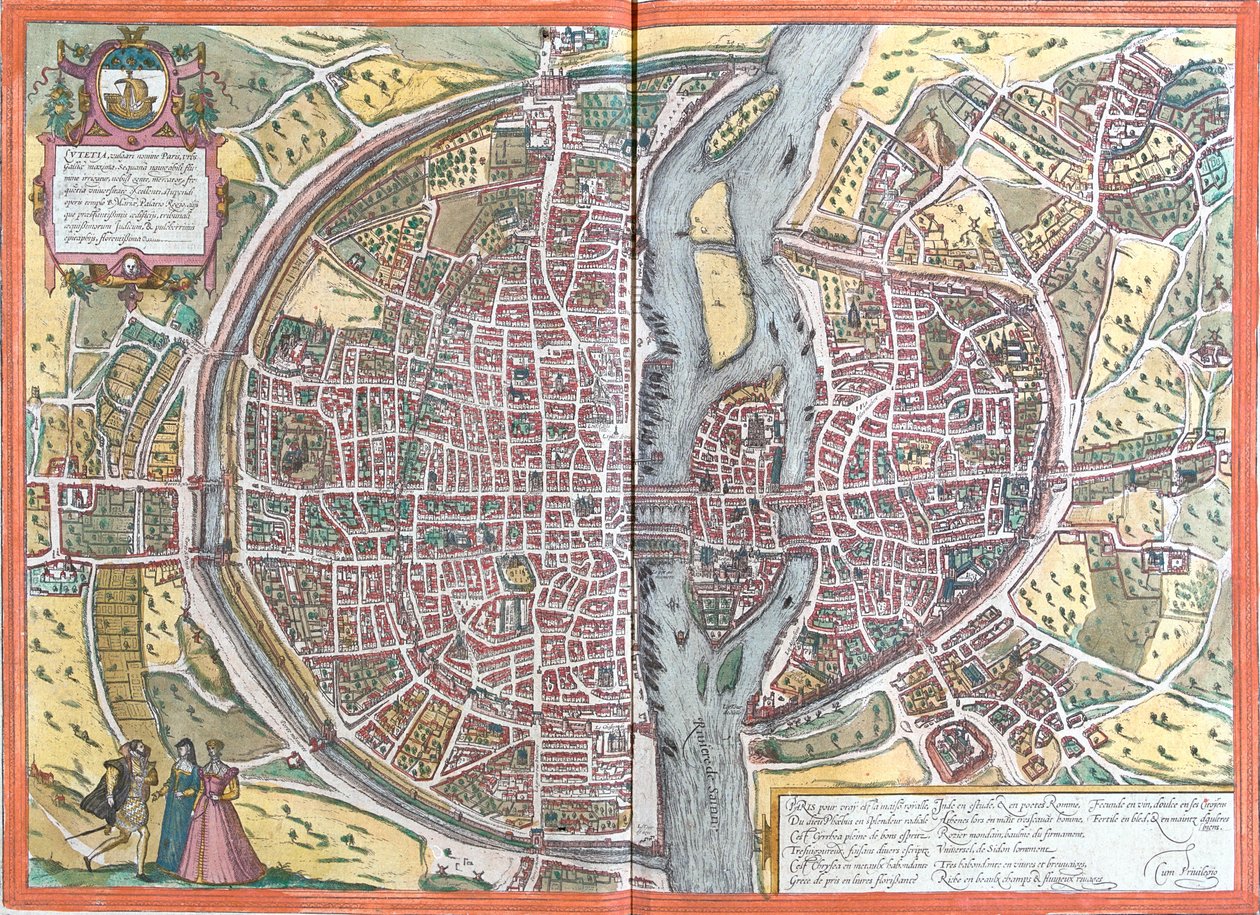 Paris, Frankrig af Georg and Hogenberg Franz (1535 90) Braun