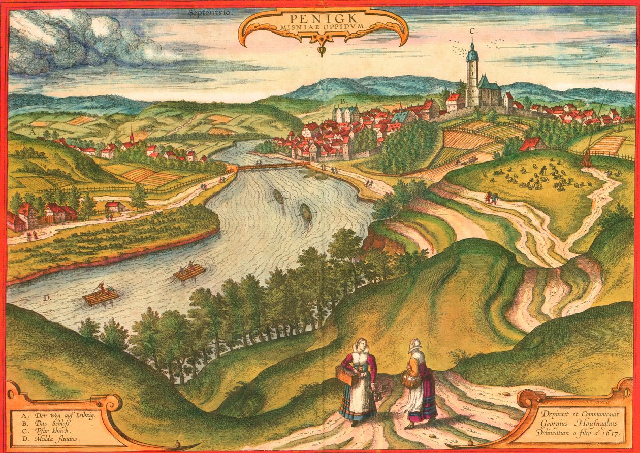 Penig, Tyskland af Georg and Hogenberg Franz (1535 90) Braun