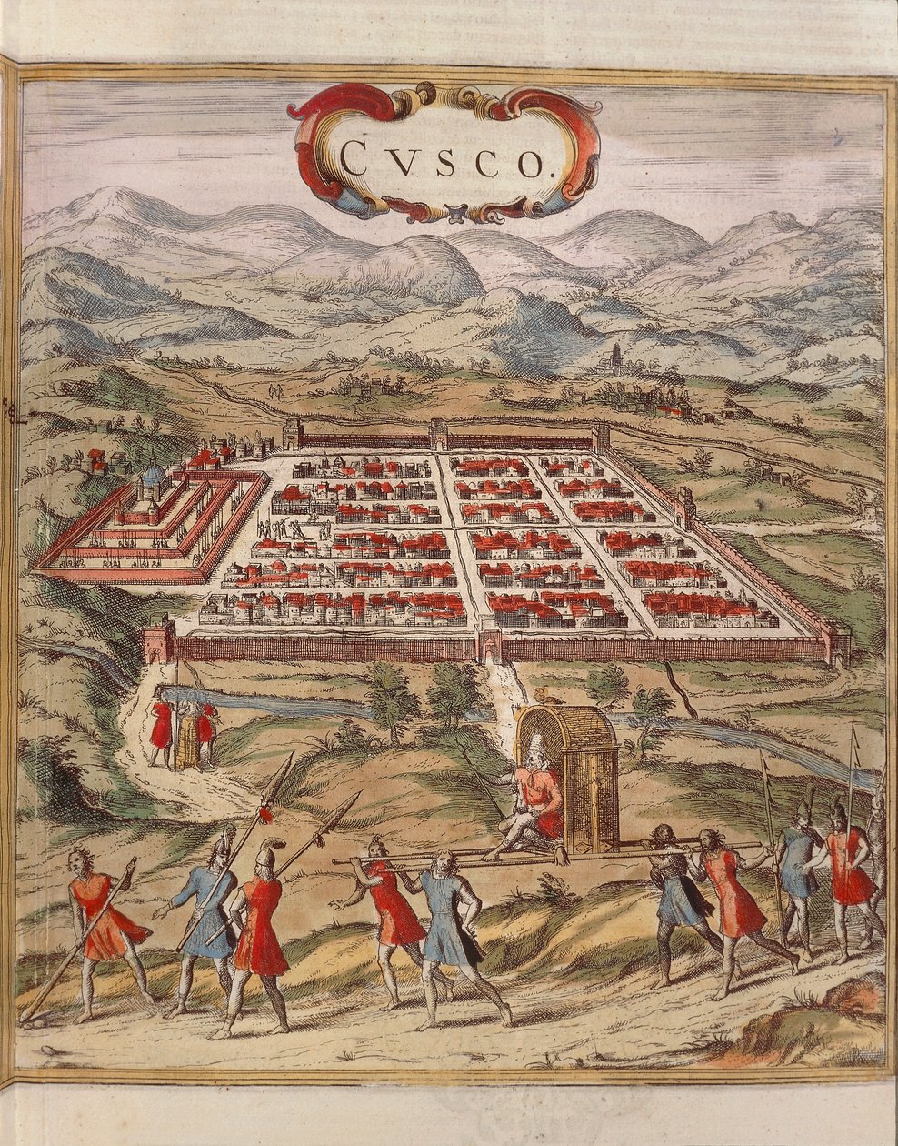 Peru, by Cuzco, gravering af Georg Braun af Georg Braun and Hogenberg Franz