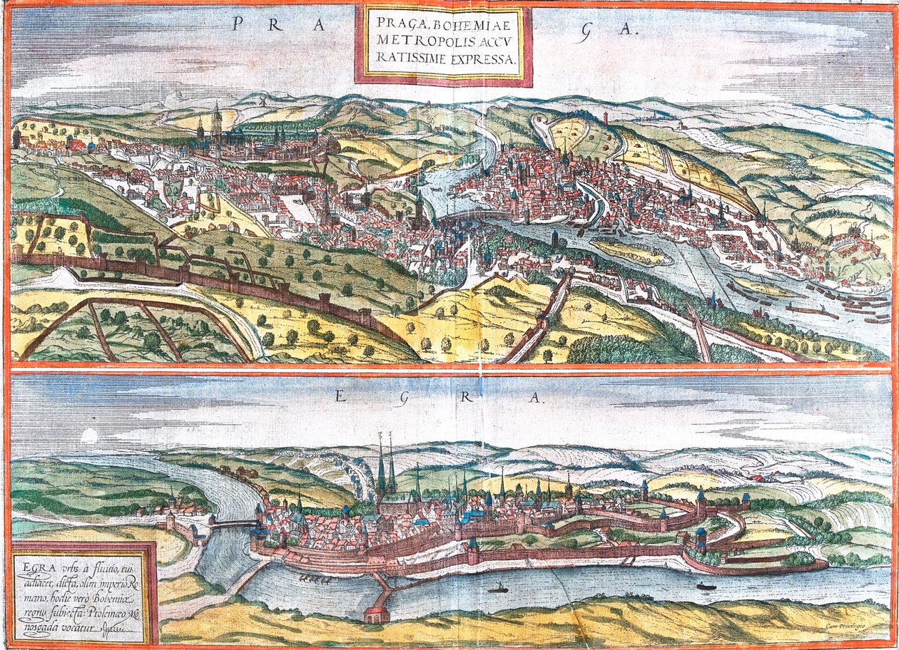 Prag, Cheb, Tjekkiet af Georg and Hogenberg Franz (1535 90) Braun