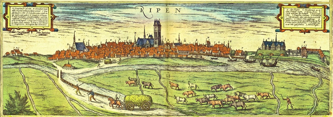 Ribe, Denmark af Georg and Hogenberg Franz (1535 90) Braun