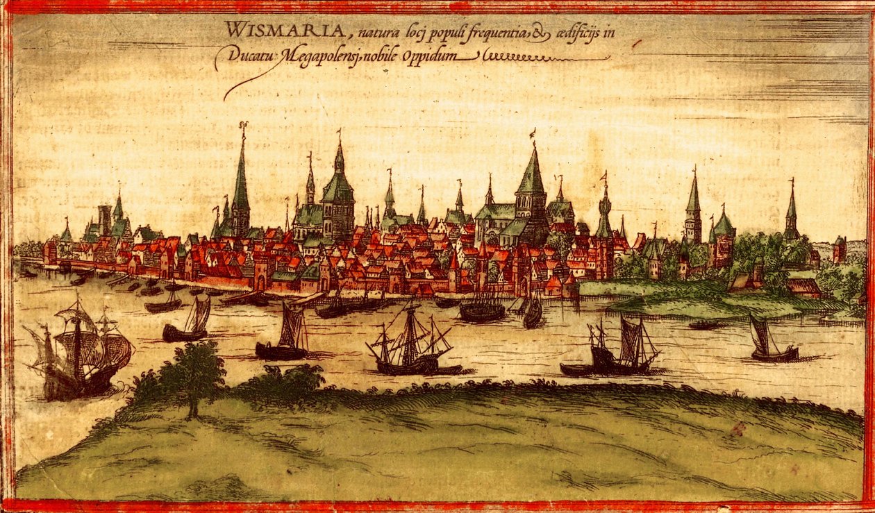 Rostock, Tyskland af Georg and Hogenberg Franz (1535 90) Braun