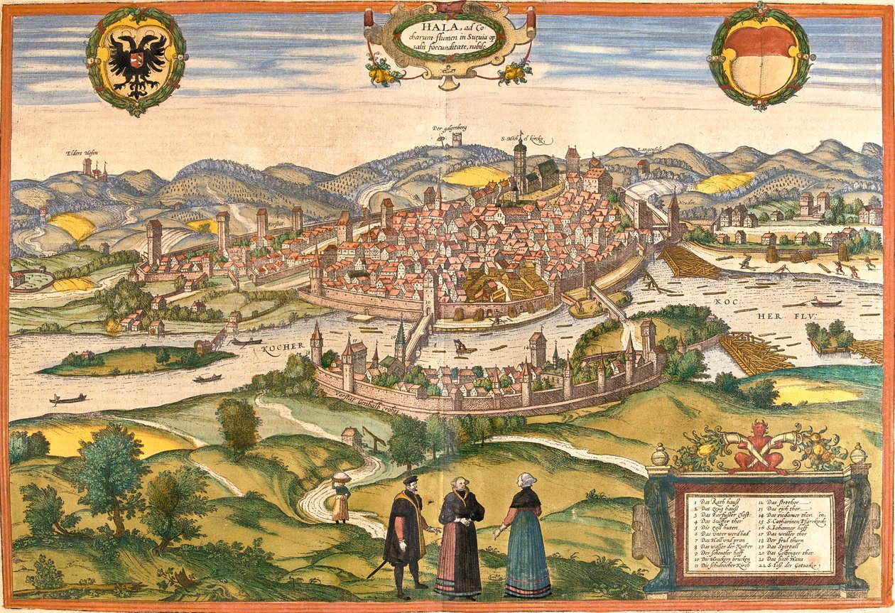 Schwäbisch Hall , Tyskland af Georg and Hogenberg Franz (1535 90) Braun
