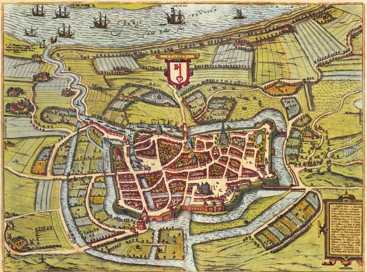 Stade, Hamborg, Tyskland af Georg and Hogenberg Franz (1535 90) Braun