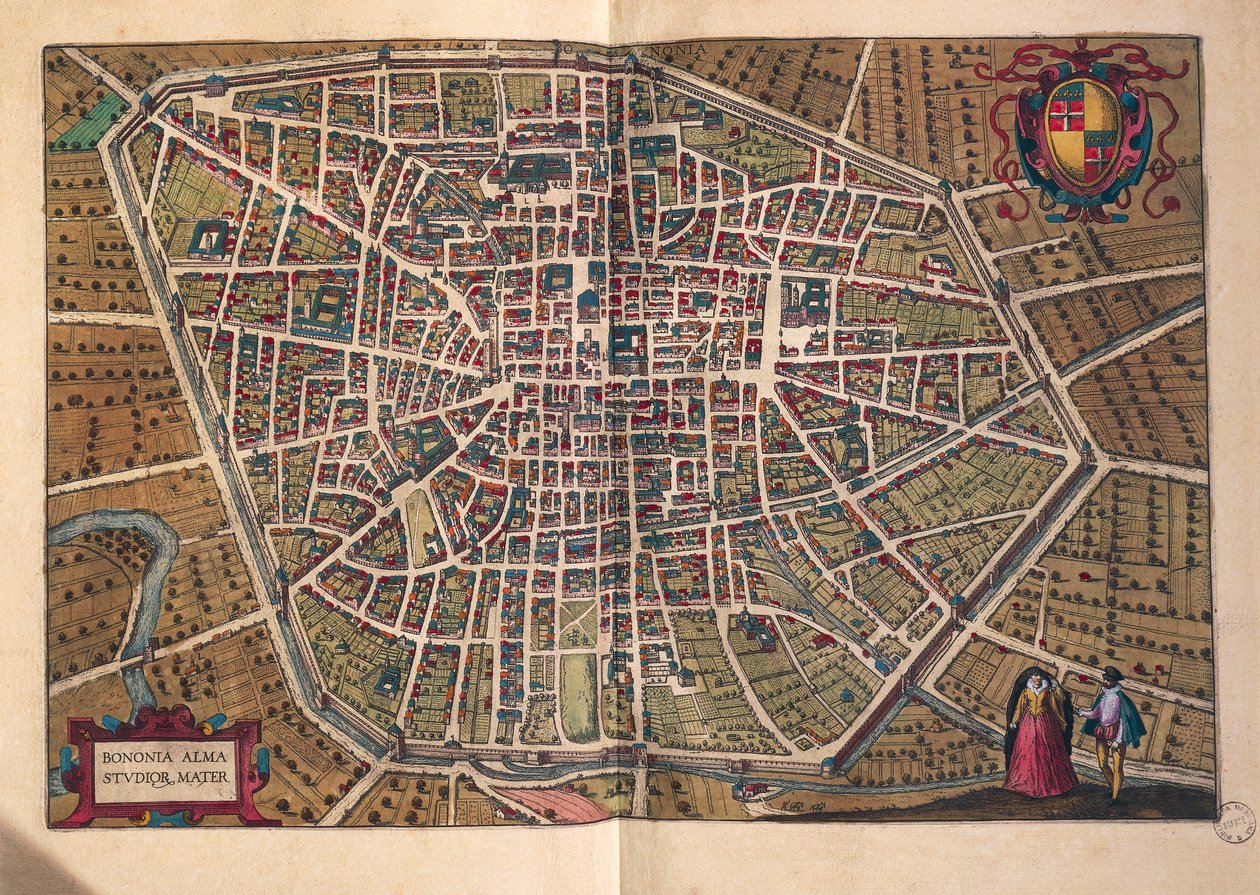Byen Bologna, fra, Cities of the World af Georg Braun af Georg Braun and Hogenberg Franz