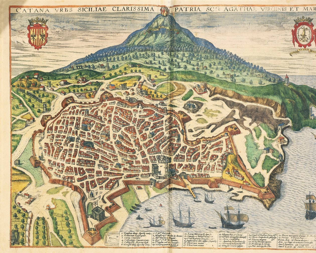 Byen Catania, fra Cities of the World af Georg Braun af Georg Braun and Hogenberg Franz