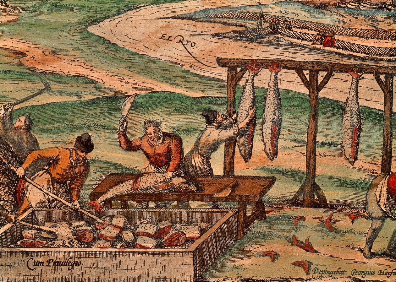 Tunbearbejdning af Franz Hogenberg (cirka 1540-cirka 1590), scene fra Verdens stater af Georg Braun (1541-1622) og Franz Hogenberg (cirka 1540-cirka 1590) af Georg Braun and Hogenberg Franz
