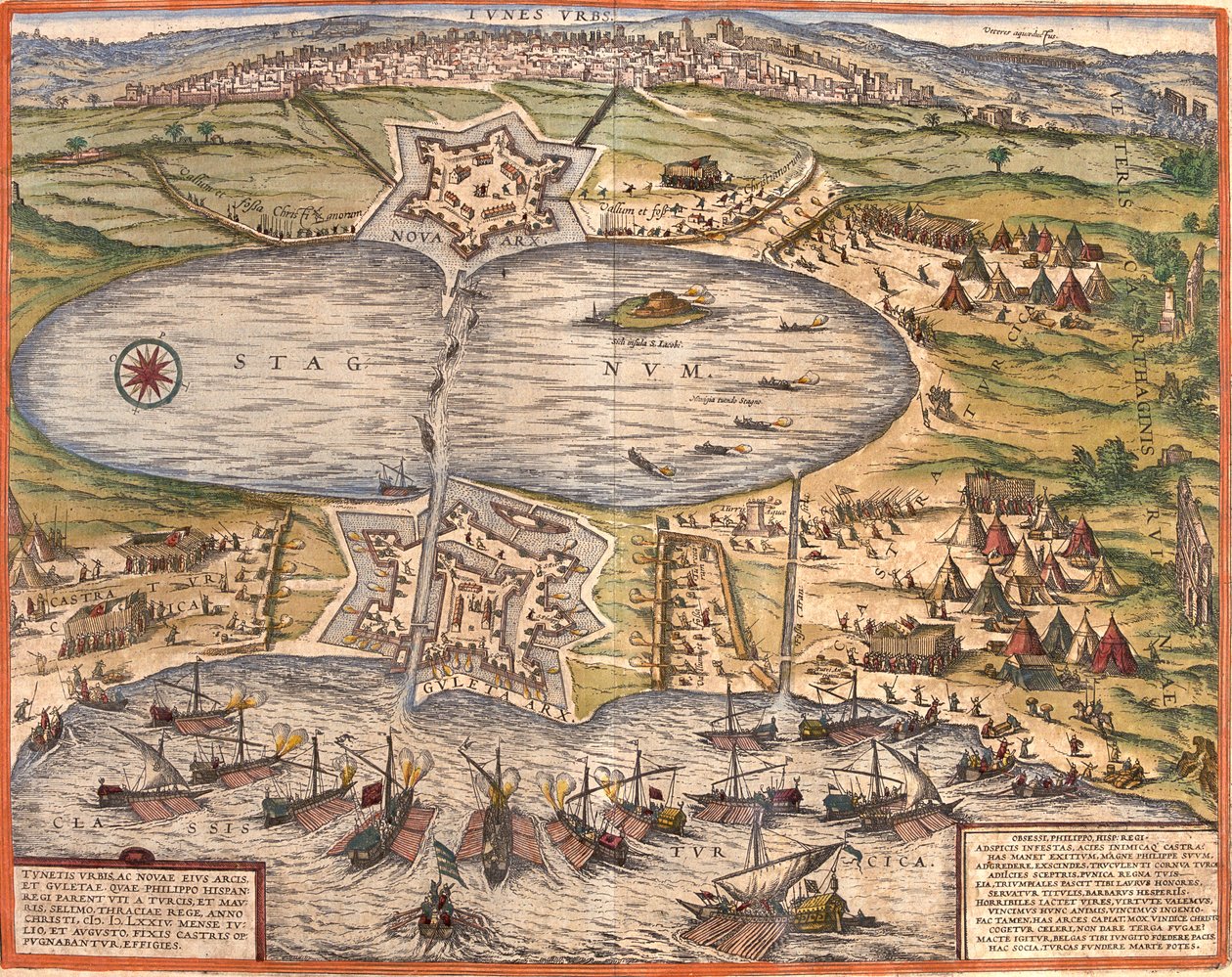 Tunis, Tunesien af Georg and Hogenberg Franz (1535 90) Braun