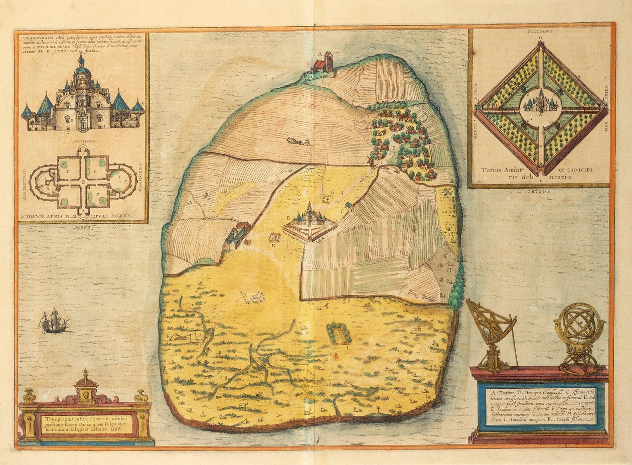 Uranienborg fra Cities of the World af Georg Braun af Georg Braun and Hogenberg Franz