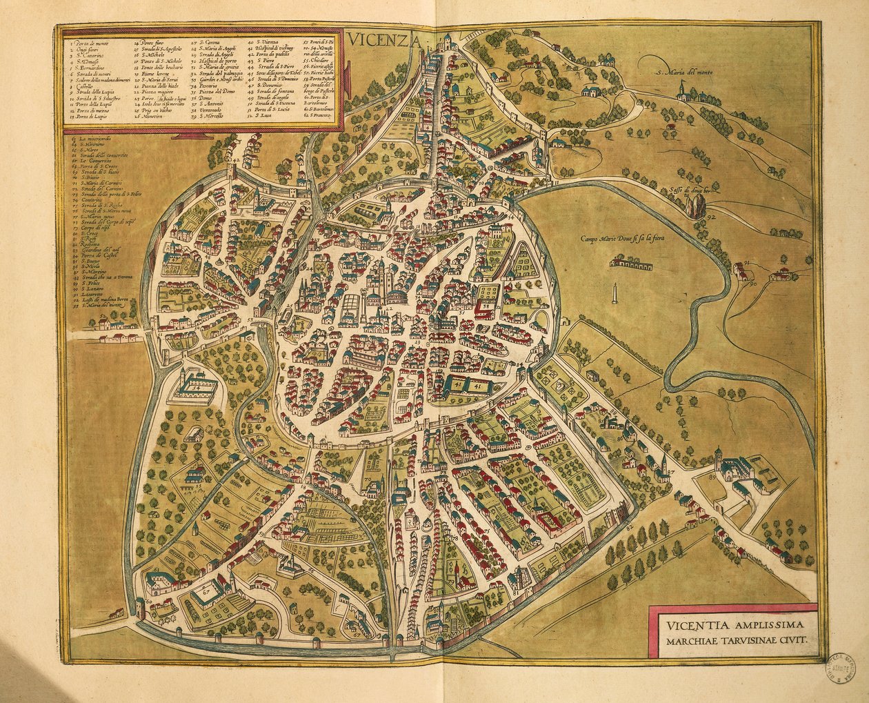 Vicenza fra Cities of the World af Georg Braun af Georg Braun and Hogenberg Franz