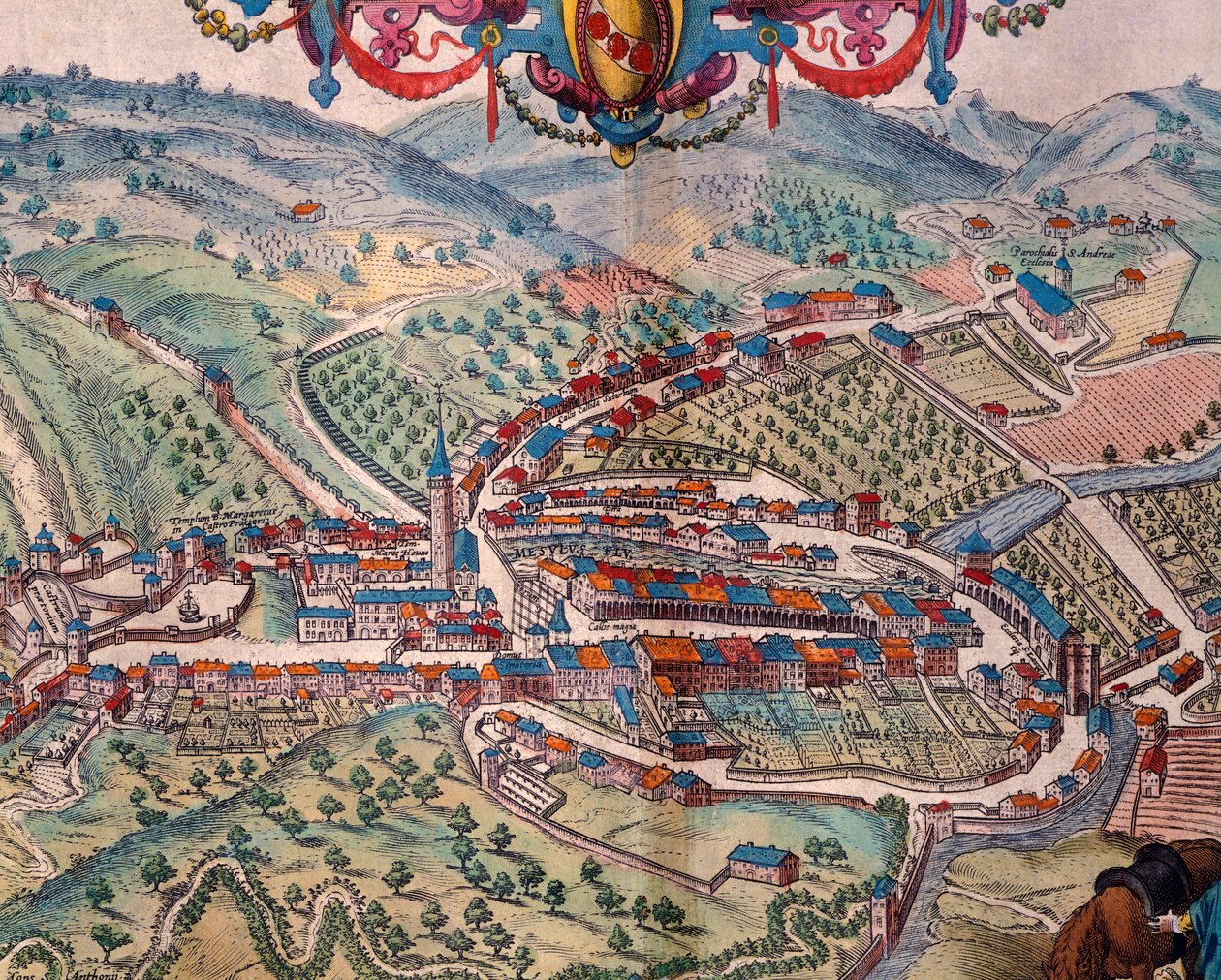 Udsigt over Serravalle Scrivia, af Georg Braun og Franz Hogenberg af Georg Braun and Hogenberg Franz