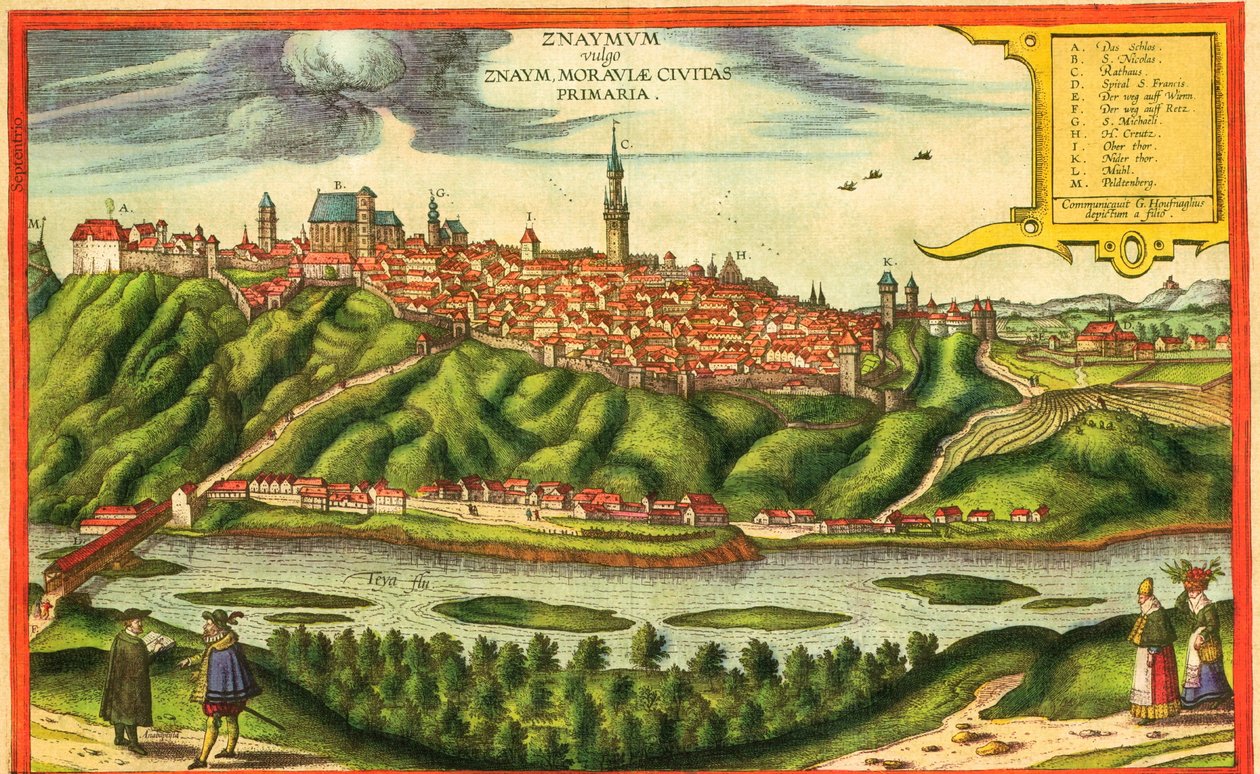 Znojmo, Tjekkiet af Georg and Hogenberg Franz (1535 90) Braun