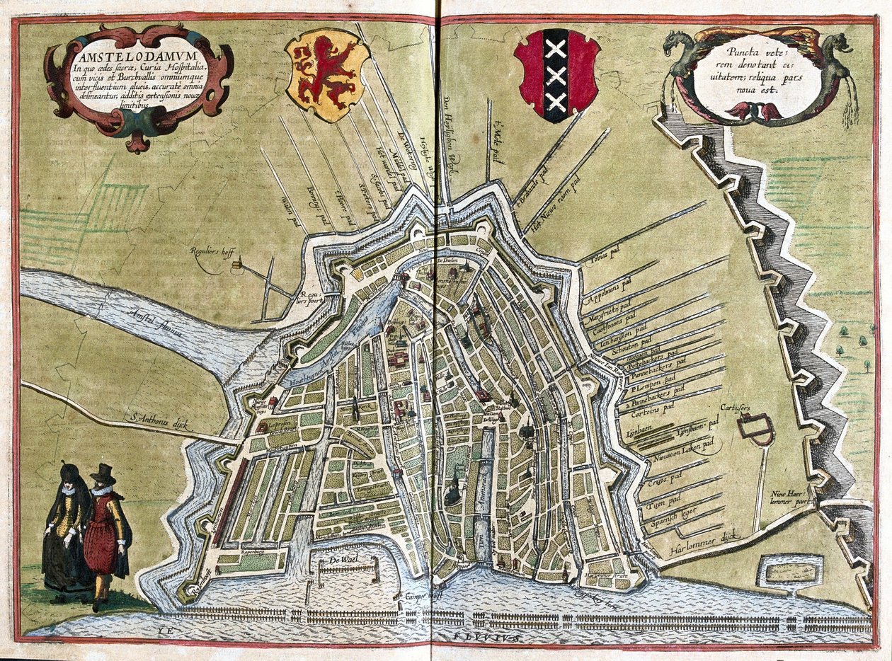 Amsterdam, Holland (gravering af Georg Braun and Hogenberg Franz