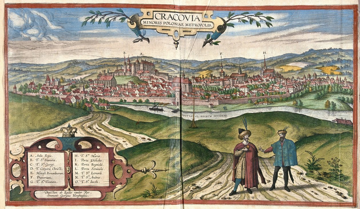 Krakow, Polen (gravering af Georg Braun and Hogenberg Franz