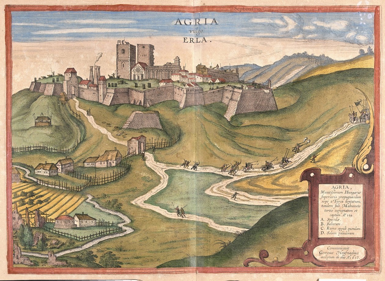 Eger, Ungarn (gravering af Georg Braun and Hogenberg Franz