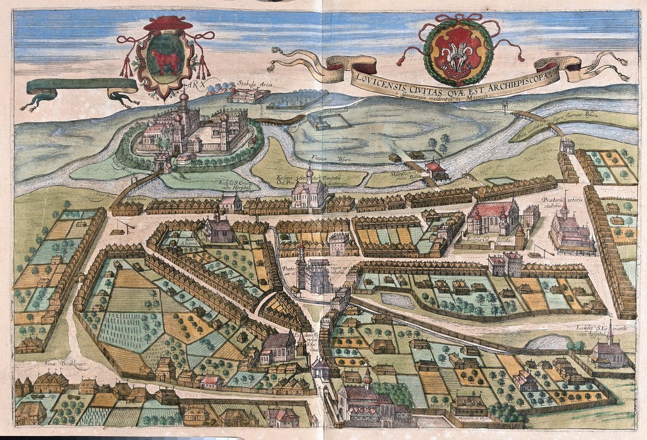 Lowicz, Polen (gravering af Georg Braun and Hogenberg Franz
