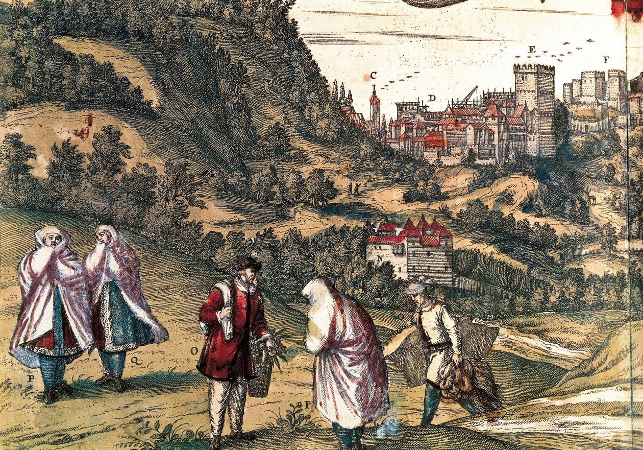 Mauritius of the Alhambra, gravering af George Braun i "Civitatis Orbis Terrarum" skrevet af Franz HOGENBERG (1535-1590), redigeret af Gottfried Kempesen i Köln i seks bind af Georg Braun and Hogenberg Franz