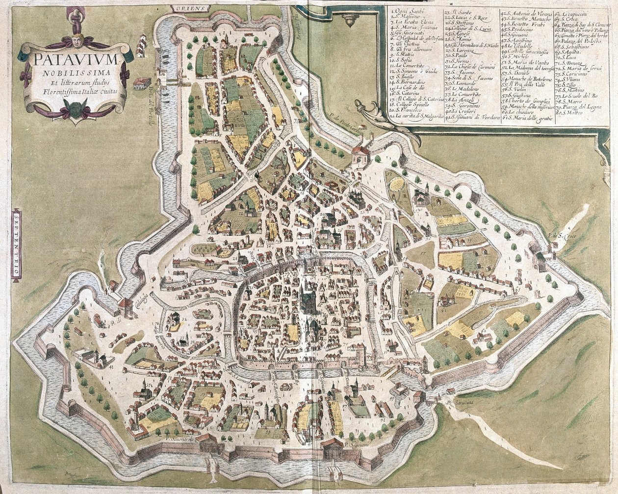 Padua, Veneto-regionen, Italien (gravering af Georg Braun and Hogenberg Franz