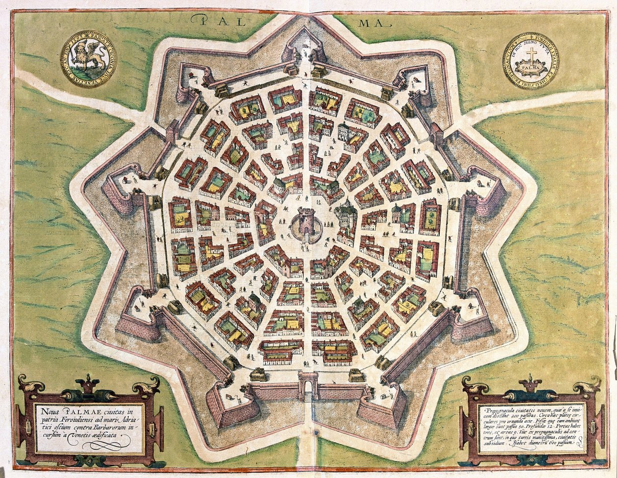 Palmanova, Udine-provinsen, Italien (gravering af Georg Braun and Hogenberg Franz