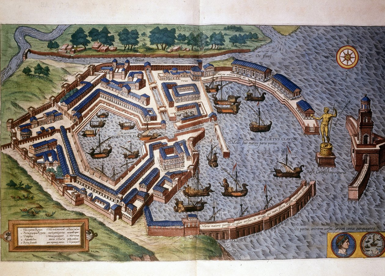 Port of Ostia (Ostia) Ancient, Atlas Bram og Hopely af Georg Braun and Hogenberg Franz