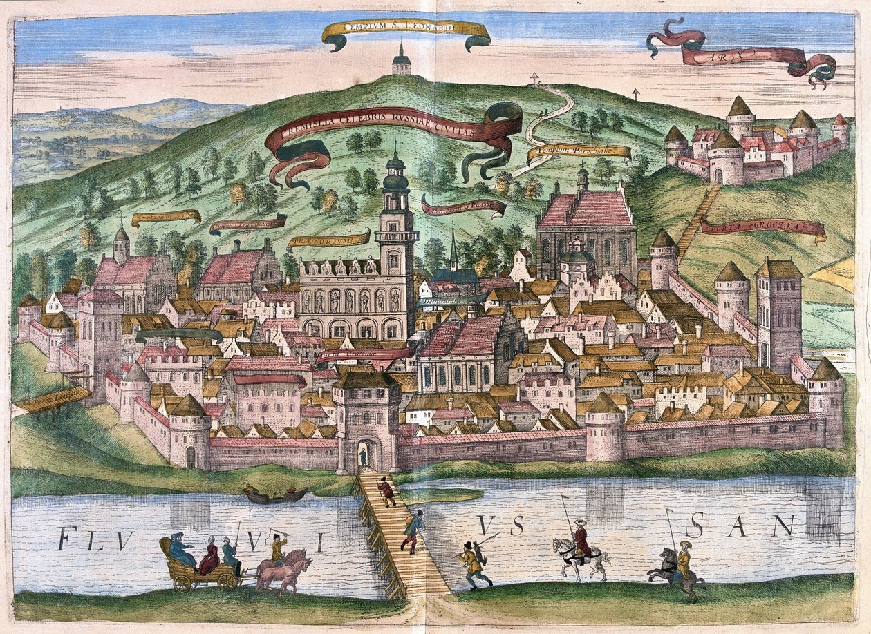 Przemysl, Polen (gravering af Georg Braun and Hogenberg Franz