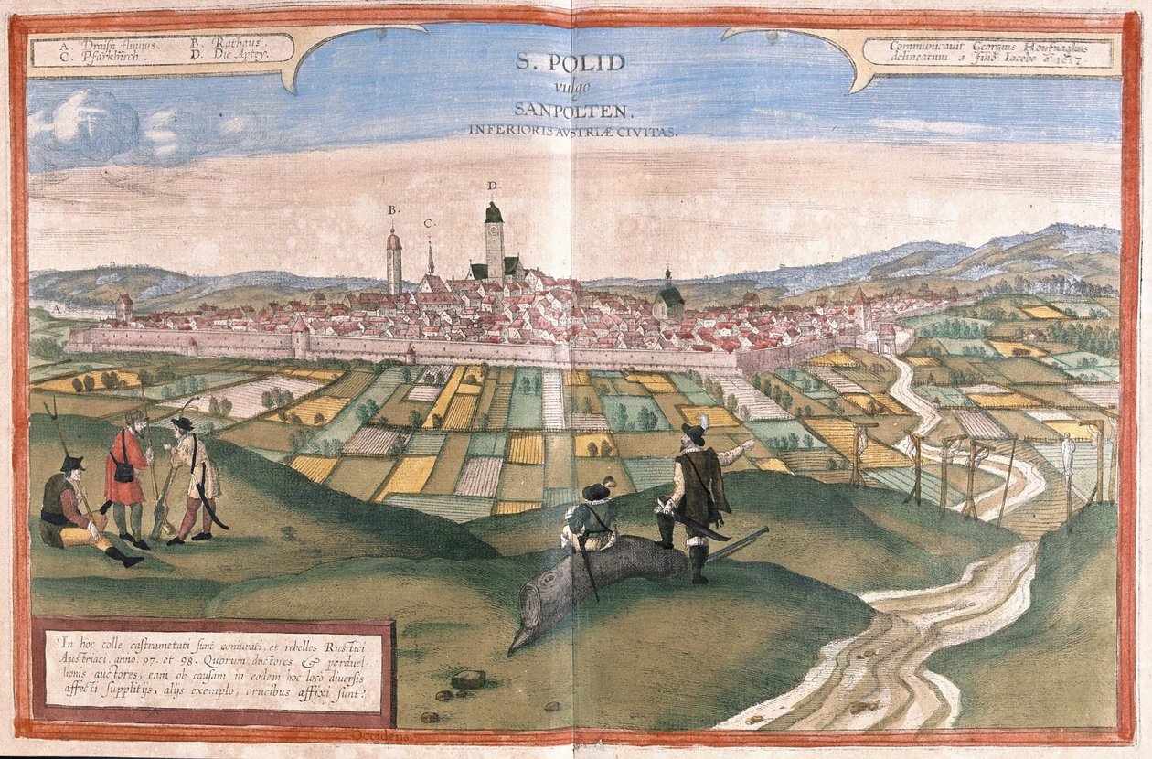 Sankt Polten, Østrig (gravering af Georg Braun and Hogenberg Franz