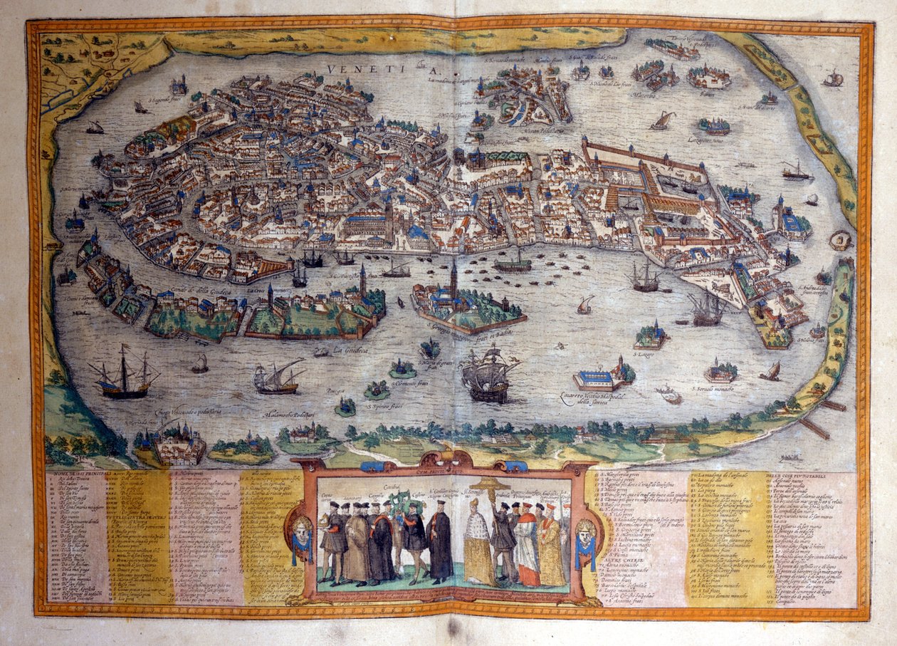 Udsigt over Venedig fra Atlas "Civitates Orbis Terrarum" af Braun og Hogenberg af Georg Braun and Hogenberg Franz