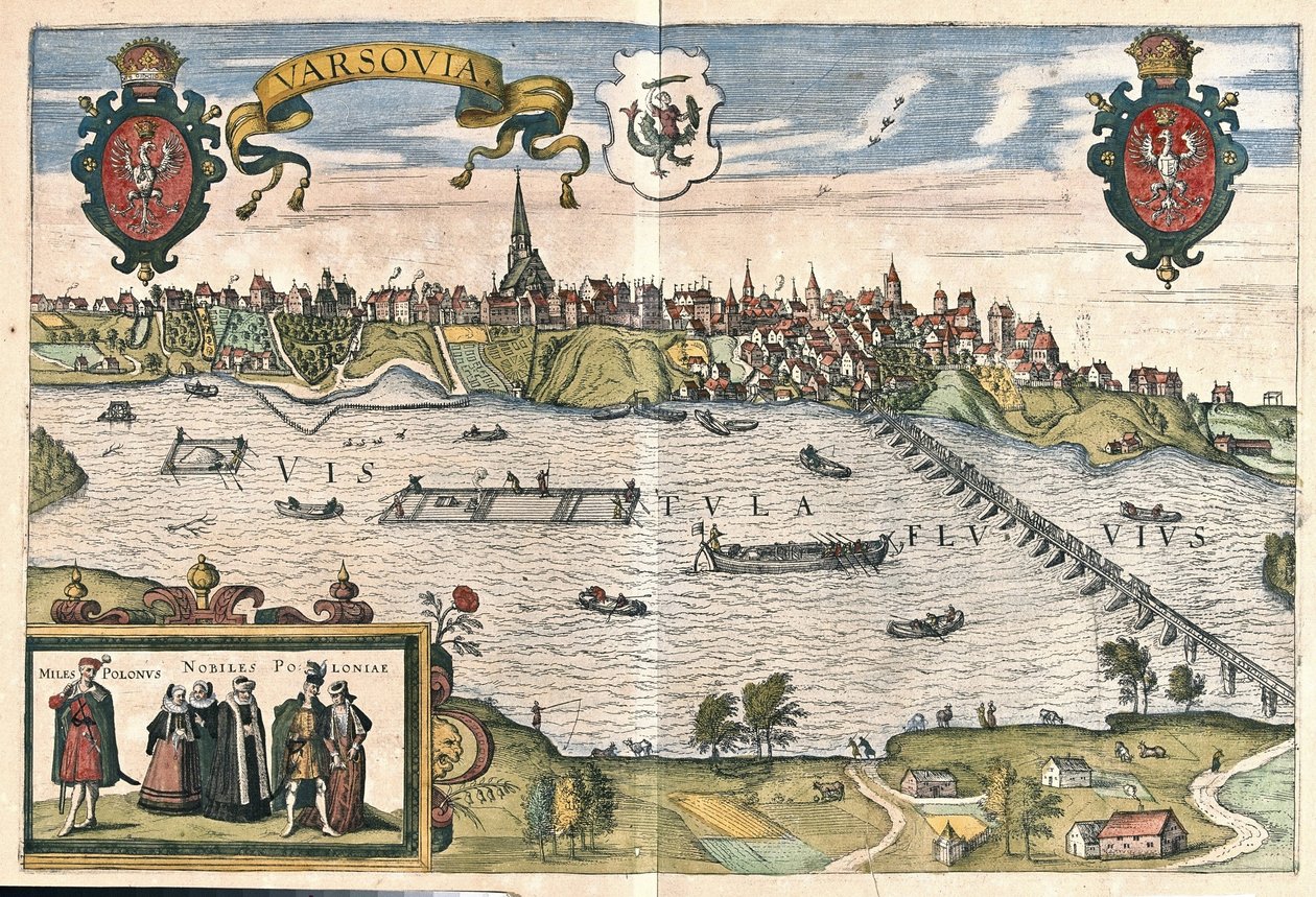 Warszawa, Polen (gravering af Georg Braun and Hogenberg Franz